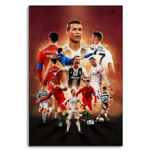 Pôster em tela com a estrela do futebol Cristiano Ronaldo, capa da seleção portuguesa, perfeito para decorar qualquer quarto, escritório ou sala