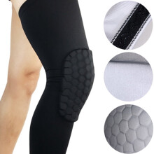 Yesbay 1 Stück atmungsaktive Sport-Knieschoner für Fußball und Basketball, Wabenform, Beinstütze – Schwarz