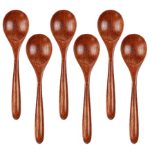 Conjunto de 6 colheres de madeira - Colheres para sopa com mel, cabo confortável, leves e ideais para cozinhar em casa.