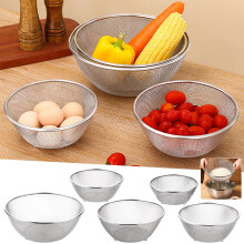 Siebkorb für die Spüle, Abtropfkorb aus Edelstahl, kompatibel mit Küchenarmaturen, verdickte, dichte Löcher für Reis, Obst,