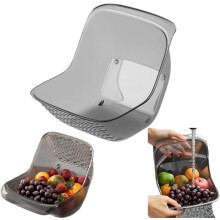 2-in-1-Abtropfkorb, Obst- und Gemüsewasch- und Einweichkorb, Nudelsieb, Küchenabtropfschüssel (Grau)