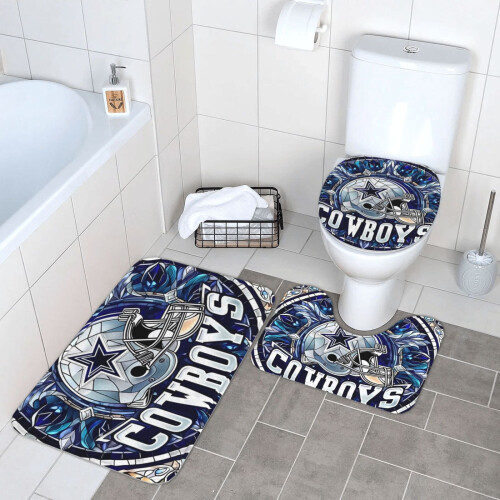 Conjunto de 3 tapetes de banheiro DC Cowboys Team, antiderrapante, 80 x 50 cm (31,5 x 20 polegadas). 2