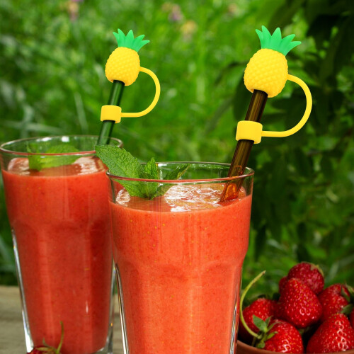 4 Pcs Pineapple Straw Stopper Adorable Cute Lid Caps Covers Drinking Tips Protector 1
