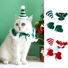 Conjunto de gorro para mascotas AURORA TRADE, hilo lavable de colores brillantes y respetuoso con la piel, con temática navideña que incluye
