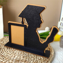 XEOVHV 2024 Wooden Graduation Picture Frame for 3X2.3" Certificate, compatible with 2024 DIY Graduation Gift, Yellow
