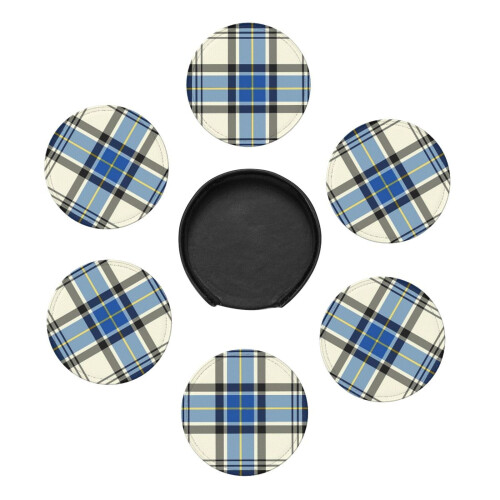 6 τεμάχια δερμάτινα σουβέρ, σουβέρ Clan Hannay Tartan για ποτά, μαξιλάρι για ποτήρια, δώρο 2