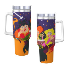 Hocus Pocus 40-Unzen-Becher mit Henkel und Strohhalmdeckel, isolierter Edelstahl-Trinkbecher, Reisebecher, Becherhalter, Geschenkidee