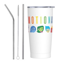 Inside Out 20OZ Tumbler, Edelstahl-Vakuumisolierter Reisebecher mit Strohhalm für Heißgetränke, Eistee und Kaffee