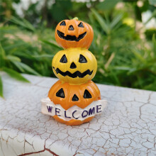 Estátua de abóbora de boas-vindas para o Halloween, decoração de mesa em resina, ideal para ambientes internos e externos. Inclui casa de