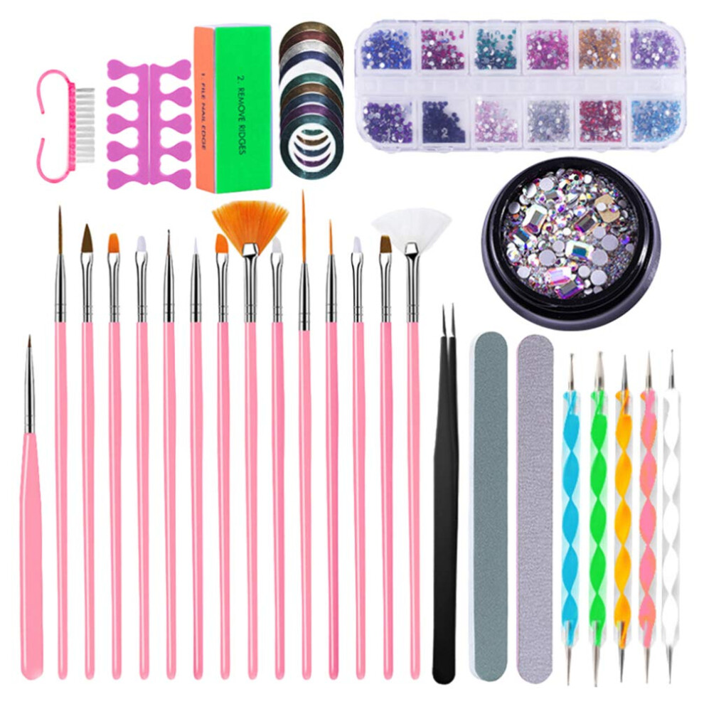Professional Nail Art Brush and Pen Set with Nail File for Home and Salon Manicure Designs
