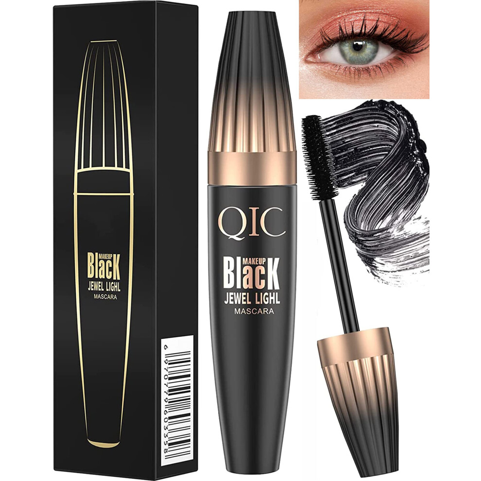 Black Waterproof Fiber Lash Mascara Lengthening Volumizing Long Lasting Smudge Proof Curl Hold