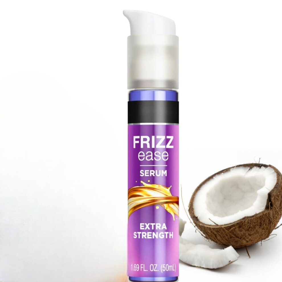 Extra Strength AntiFrizz Hair Serum with Coconut Oil for Curly Hair, 1.69oz LeaveIn Frizz Control