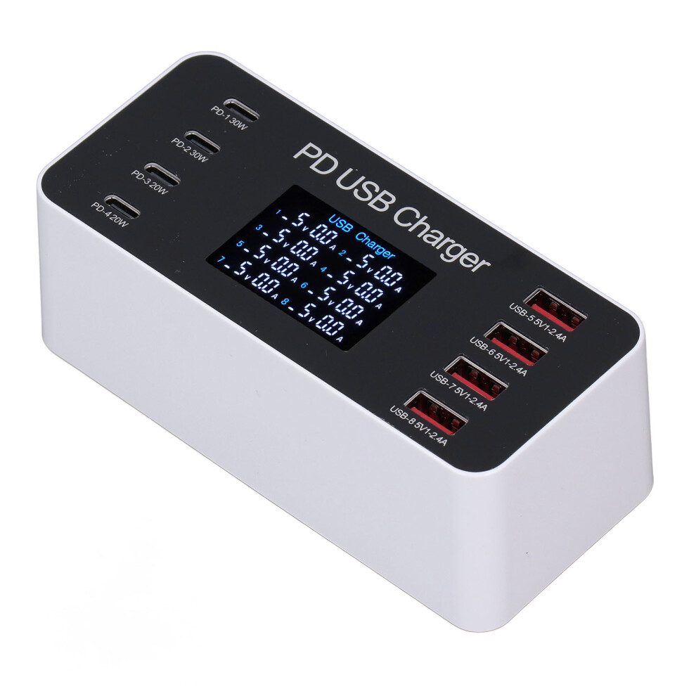 8 Port 65W Usb Charging Hub With Lcd Display, Qc3.0 & Pd30w 4941381248154