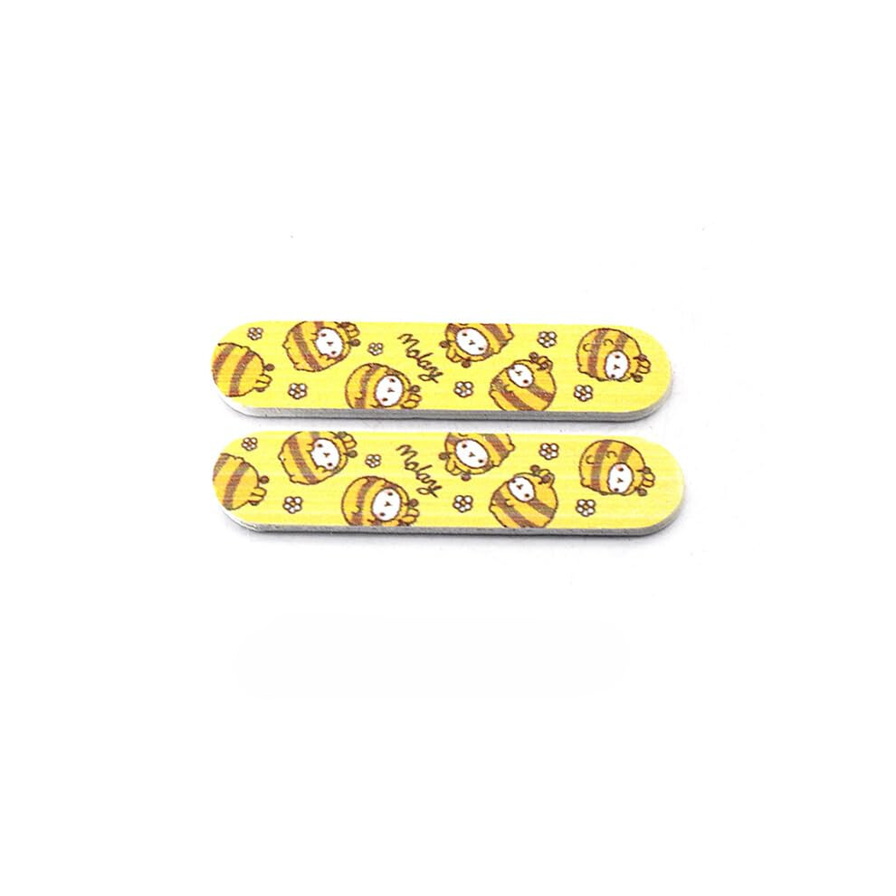 Yellow Mini Nail File With Floral Pattern, Dualsided Grit For Natural And Artificial Nails