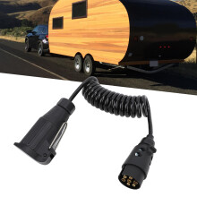 Adaptateur de remorque 12V 7 à 13 broches, câble enroulé de 2 m pour camping-car, caravane, bateau, noir