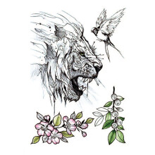 7 Sheets Waterproof Temporary Tattoo Stickers 3D Lion Flower Butterfly Large Fake Tattoos for Kids and Adults Party Use