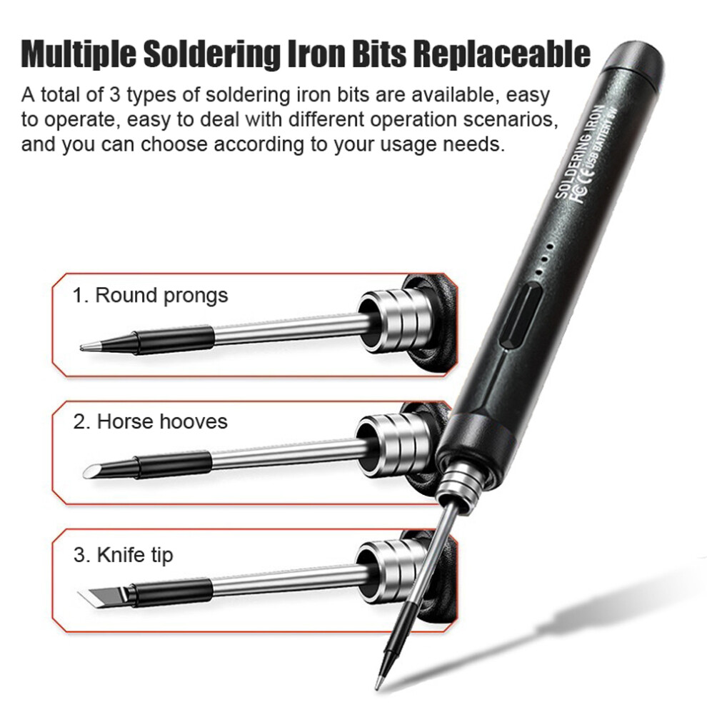 Intelligent Usb Electric Soldering Iron 3-Temp Adjustable With 800Mah Battery 3551381248873