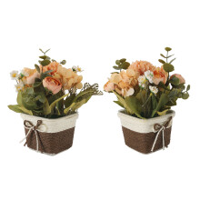 Rosa arancione artificiale in vaso 10,5  10,5  8 cm