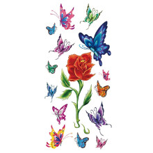 7 Sheets Waterproof Temporary Tattoos for Kids and Women, Colorful Butterfly Flower Red Lips 3D Body Art Stickers