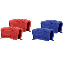 4 Stück verdickte Silikon-Pfannengriffabdeckungen, Pfannenclips, Griffhalter für Gusseisenpfannen, Bratpfannen und Woks, Rot & Blau