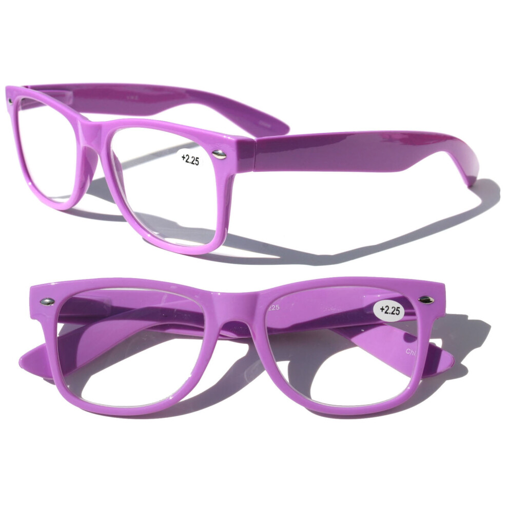 2 Pairs Colorful Reading Glasses - Comfortable Stylish Simple Readers Rx Magnification
