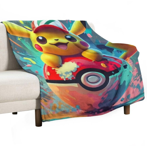 Κουβέρτα Pikachu Queen, Δώρα για παιδιά, Υπερμαλακή, Ελαφριά και Άνετη Λούτρινη Φανέλα,