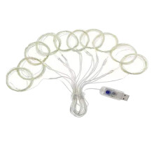 Cortina de luces Begine Clearance, tira de 3x3 pies con 10 LED, luz blanca cálida, conexión USB con control remoto, compatible con enchufes de EE.