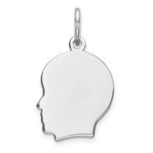 Graverbar pojkeskiva i sterlingsilver med Rh-plt-motiv, polerad fram-/baksida QM348/35P