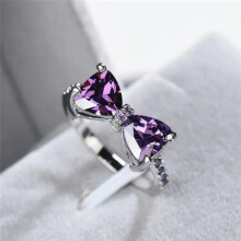 Bague RSAMD pour femme, en alliage violet avec nœud, bijou de mariage, taille 5-10-7