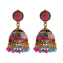 Boucles d'oreilles pendantes RSAMD Vintage Ethnic Gypsy Drop Stud Retro Jhumka, bijoux indiens de mariage - Or - 2