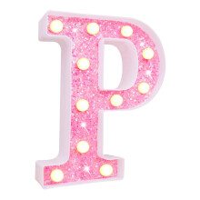 Letrero luminoso LED con letras del alfabeto Warkul Glitter - Luz LED, luz nocturna, decoración para fiestas, bodas y hogar, con orificio para