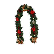 Liquidation ! Guirlande de Noël d'extérieur, à suspendre à la porte, 1,8 m, en rotin tressé, décorative, multicolore.