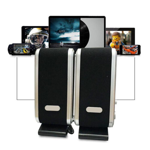 SUSUchens2Pcs Φορητό στερεοφωνικό ηχείο USB3 5mm με μουσική για επιτραπέζιο υπολογιστή,
