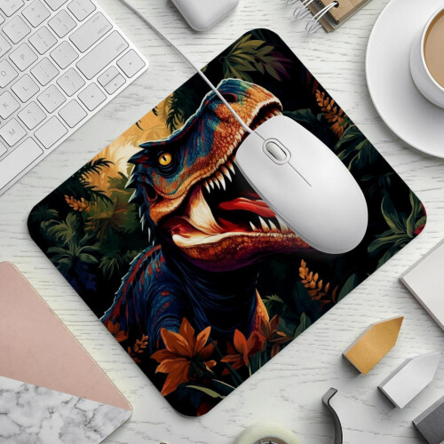 Mouse Pad με θέμα το Morning Dinosaur με αντιολισθητική βάση από καουτσούκ, τετράγωνο σχέδιο 1