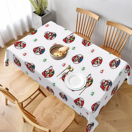 Mario Rectangular Tablecloth Water Resistance Antiwrinkle Spillproof Soft Fabric Table Cloth 60"X90"