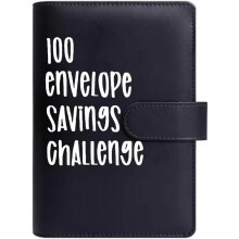 Budgetmap met 100 enveloppen voor de geldbesparingsuitdaging, 4 enveloppen per pagina, 25 pagina's, compatibel met de budgetplanner (zwart)