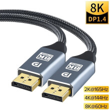Cabo DisplayPort 1.4DP para DP 8K/144Hz ativo, cabo DP para HDMI 2K/165Hz/1080P para Macbook, laptop, projetor, PC, HDTV e monitor.