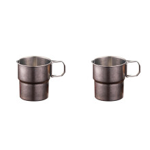 2 stk. 9,5 oz sammenleggbar kaffekopp 280 ml sammenleggbar campingkopp i rustfritt stål med lokk, lekkasjesikker bærbar reisekopp sølvfarget