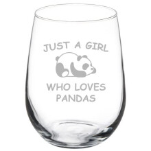 Taça de vinho "Just A Girl Who Loves Pandas" (500ml, sem haste)