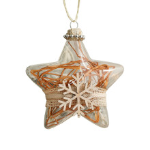 8 cm/3 tum 9 cm/3,5 tum Juldekoration Transparent Glaskula Inlagd Med Tegelsten Julkula Vit Snögubbe Pentagram Julgranshänge