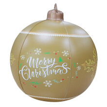 Uppblåsbar julboll med LED-fjärrkontroll, ljusgivande PVC-boll, hängande utomhus och inomhus, juldekorationer, 60 cm gul, present, DQ12