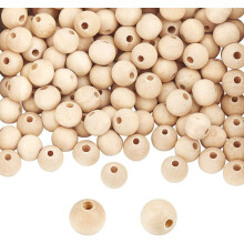 500 Stück Naturholzperlen, 10 mm runde, unbehandelte Holzperlen, lose Holzabstandshalter