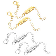 4 stuks magnetische koperen verlengstukken voor het maken van kettingen en sieraden, inclusief sluitingen en verlengkettingen.