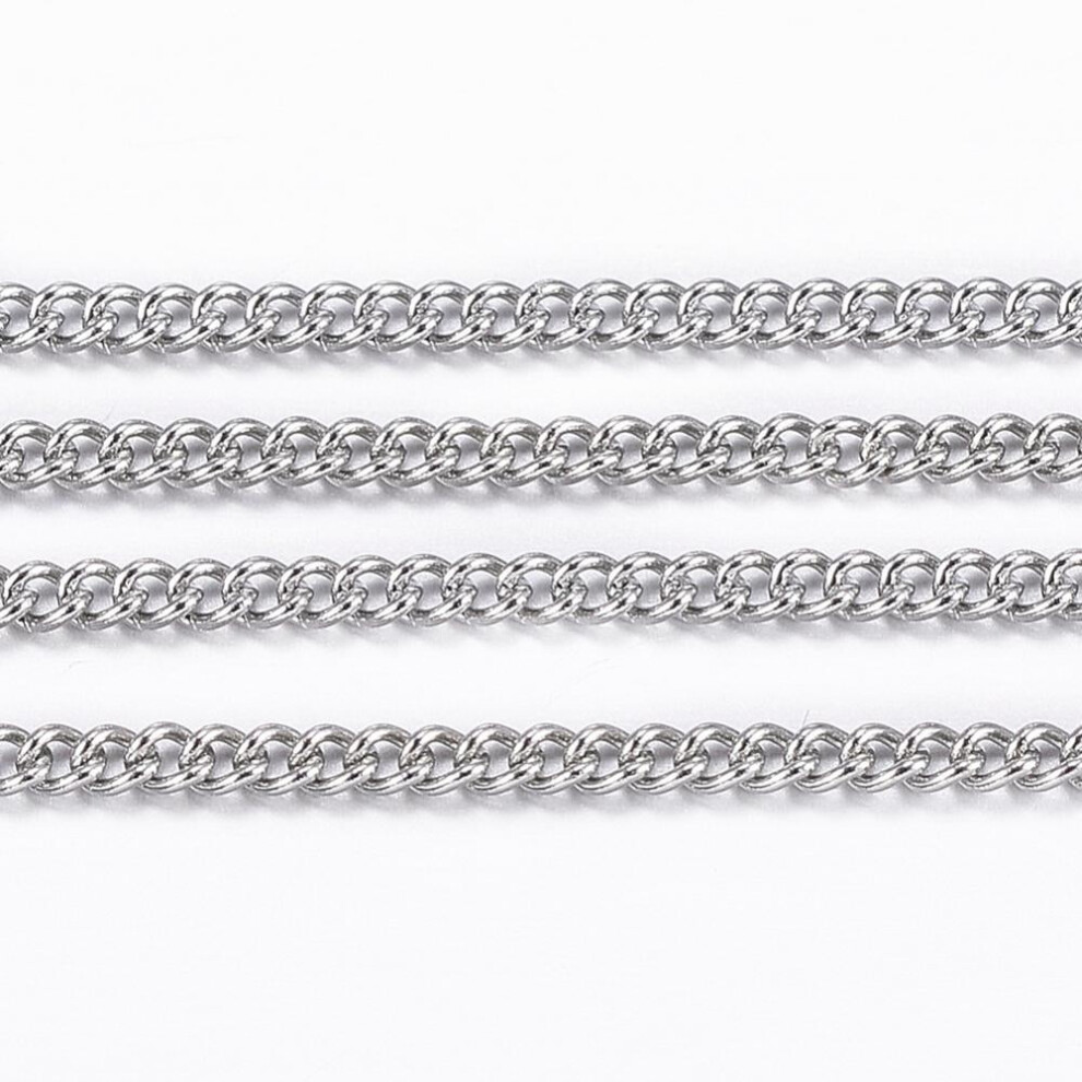 1Roll 304 Stainless Steel Twisted Chains Curb Chains Soldered With Spool Stainless Steel Color 1.2X1.1x0.3mm About 32.8 Feet(10M)/Roll 9048212788737