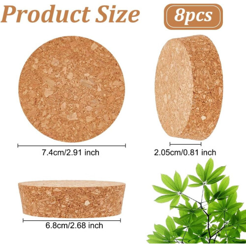 DIY8 τεμάχια μεγάλα πώματα από φελλό 2,7~2,9 ίντσες, καπάκια από φελλό πάχους 2 εκ. για 1