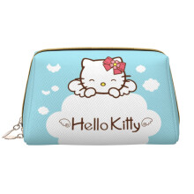 Hello Kitty leren make-uptas voor vrouwen en meisjes, grote cosmetische tas met ritssluiting, ideaal voor op reis, huidverzorgingsproducten,