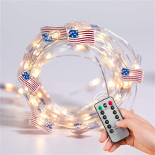 Ympuoqn Independence Day LED String Lights 10FT 30LEDs American Flag Lights USB And Indoor Outdoor Home Decor 4th of July Decorations