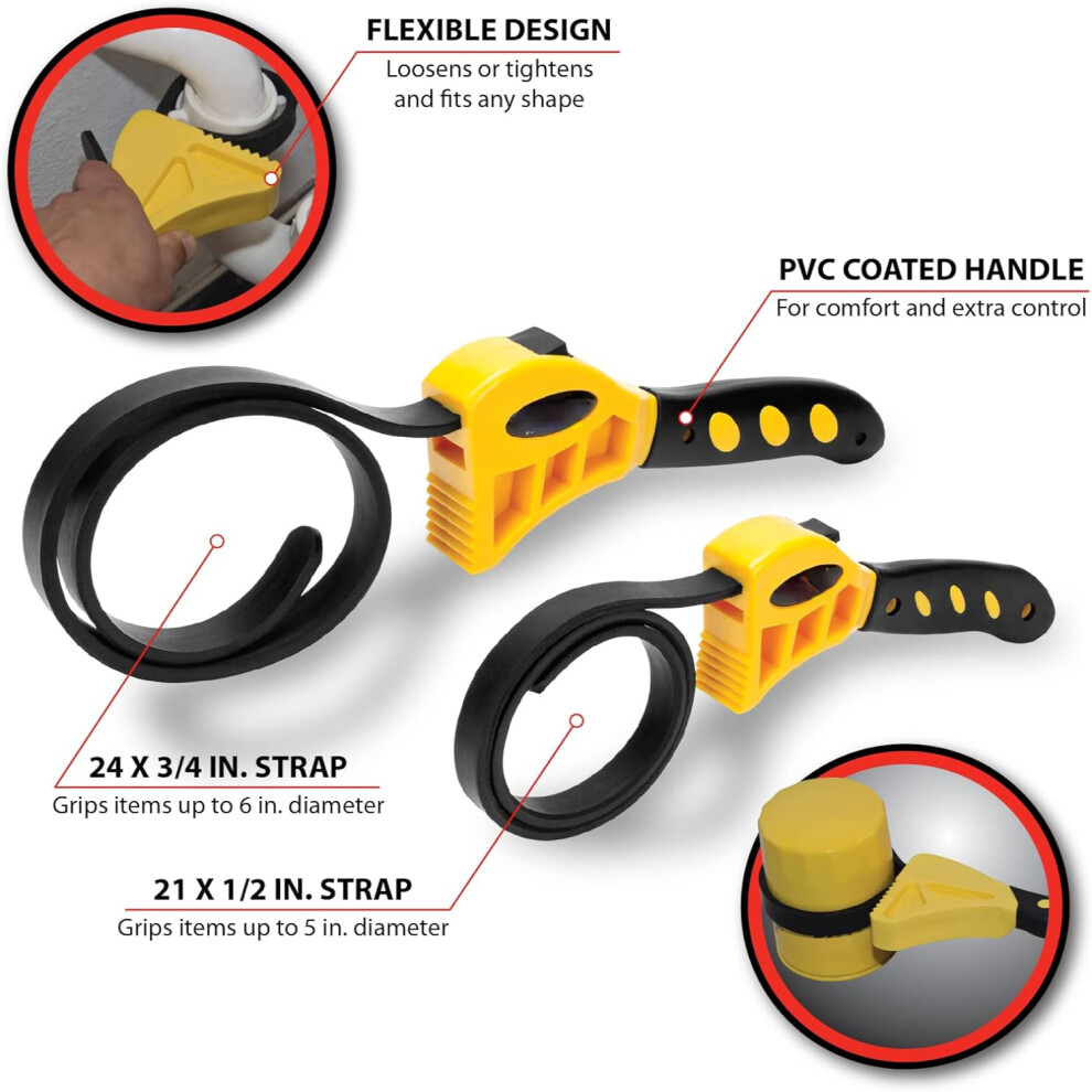 Shaoszc Durable Adjustable Strap Wrench Set With Ratcheting Handle - Fits 3/8Â To 6-1/2Â Diameter - Long-Lasting Performance 9048212837374