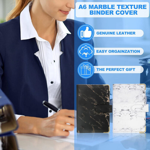 Ντοσιέ Budget, 2 τεμάχια Marble A6 Ντοσιέ Notebook Binder6Ring Personal Budget Κλασέρ για Φάκελο Χρημάτων 1