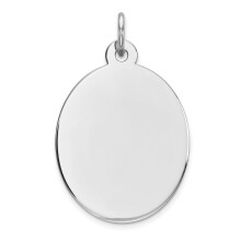 Pingente oval em prata de lei com banho de ródio, polido na frente e no verso (QM453/27P).